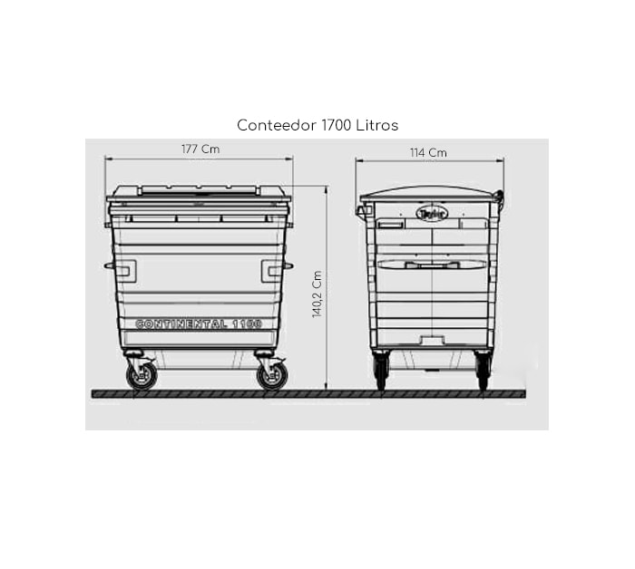 Contenedor de metal de 1100 Litros / 1700 litros